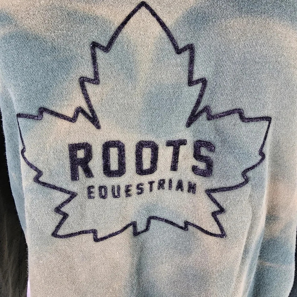 Roots Equestrian Tie Dye Crew Neck Sweatshirt Velveteen Maple Leaf Logo Green - Picture 6 of 12
